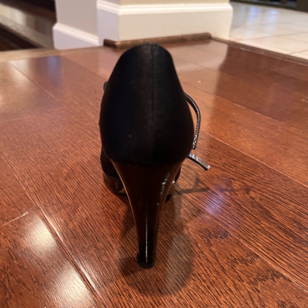 Vintage Claudia Cuiti Black Peep-Toe Heels with Bow - Made in Italy - Picture 9 of 12